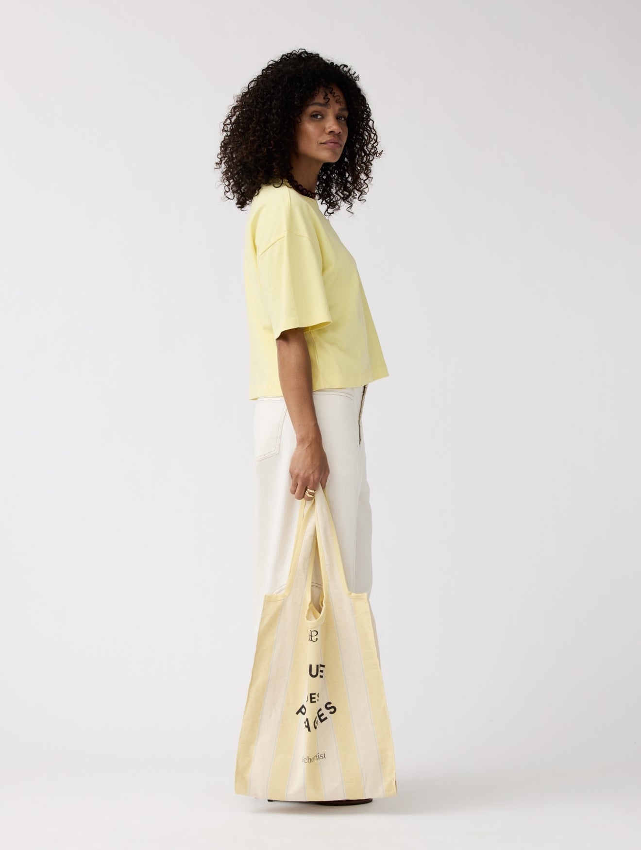 Beach Bag | Butter Yellow striped